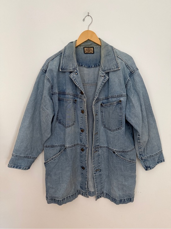 runaway bay Jackets & Blazers - Vintage Long Denim Jacket - Oversized Relaxed Fit